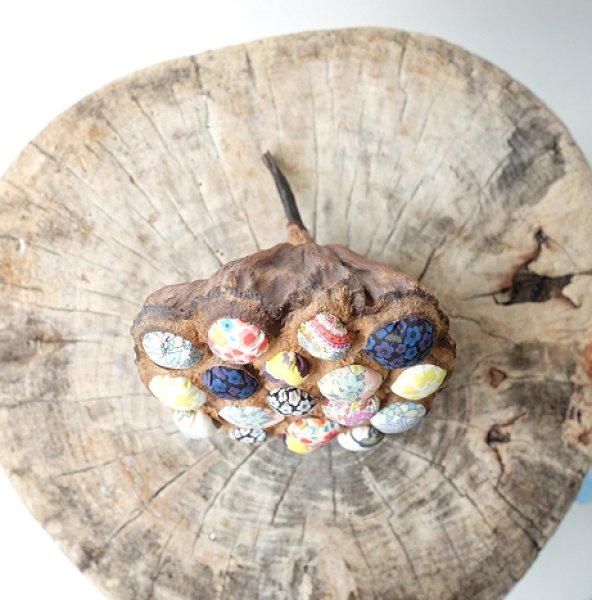 画像2: 蓮の花托オブジェ・リバティプリント  by GRAY and GREEN (2)