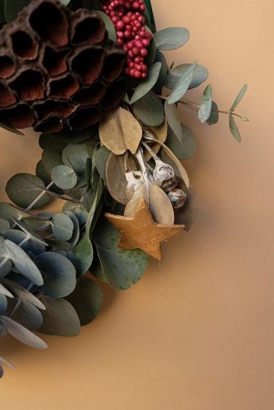 画像1: Dry plants for decor ユーカリクリスマスアレンジ用オブジェ（壁掛けタイプ）